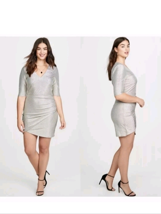 Alice + Olivia Judy dress with metallic V-Neck Mini Dress 0 New without tags. - Picture 9 of 16